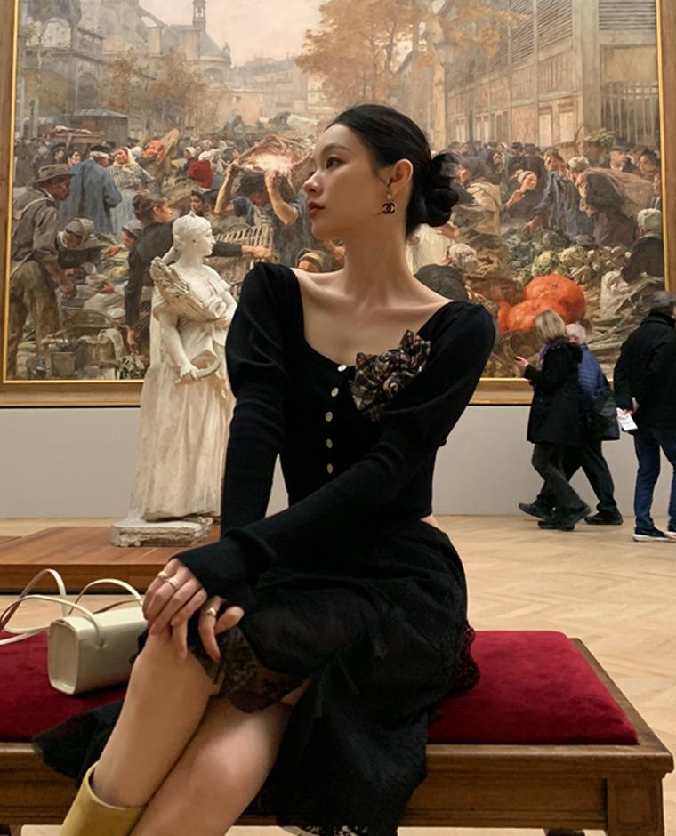 리리안 리본 가디건 블랙