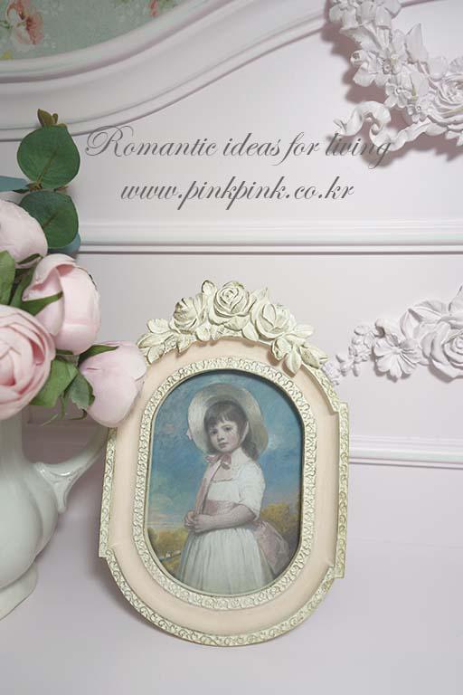 핑크 로즈 타원 액자