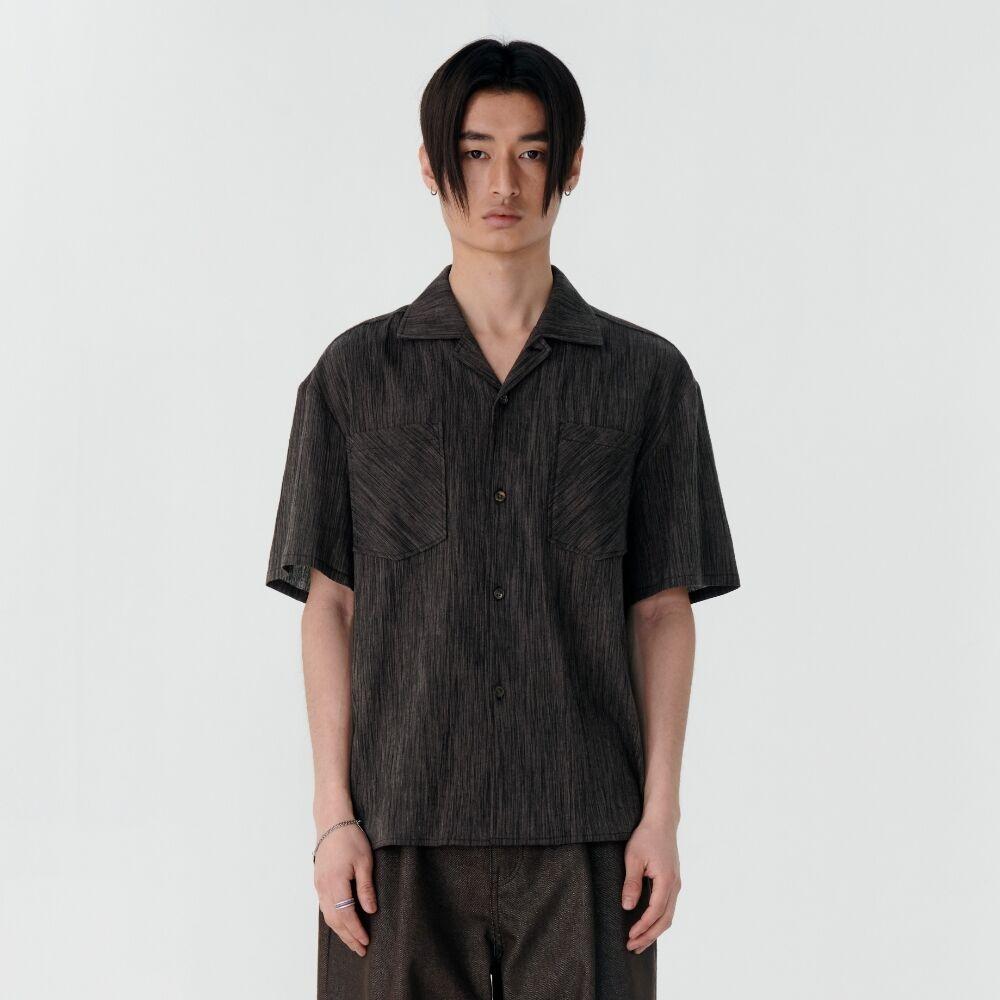 Bias Stripe Half Shirts - BROWN