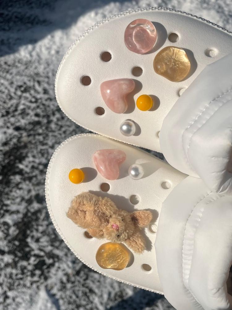 옐로우 핑크 마블 골드 토끼 지비츠 세트 10set 레진 원석 크록스 귀여운 인형 지비츠