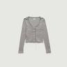 Ravioli Lace-Trim Button-Up Top (Grey)