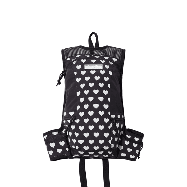 MESH MOUNTAINEERING HEART PRINTED BACKPACK (BLACK)