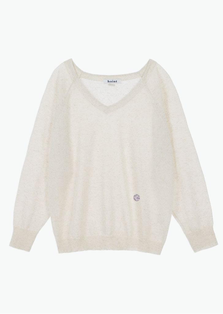 헤인트 VERA LINEN V NECK KNIT_2COLORS_BEIGE