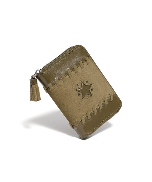 노바 테슬 지퍼 웨스턴 카드지갑 카키