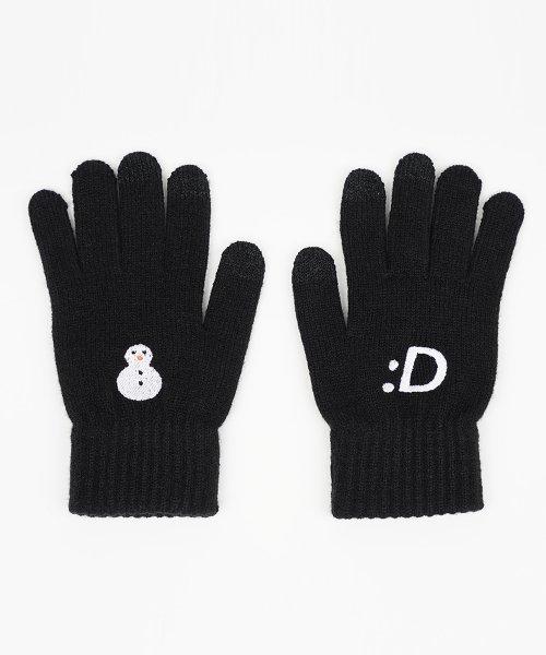 눈사람 스마트폰 터치 기모 울장갑_블랙