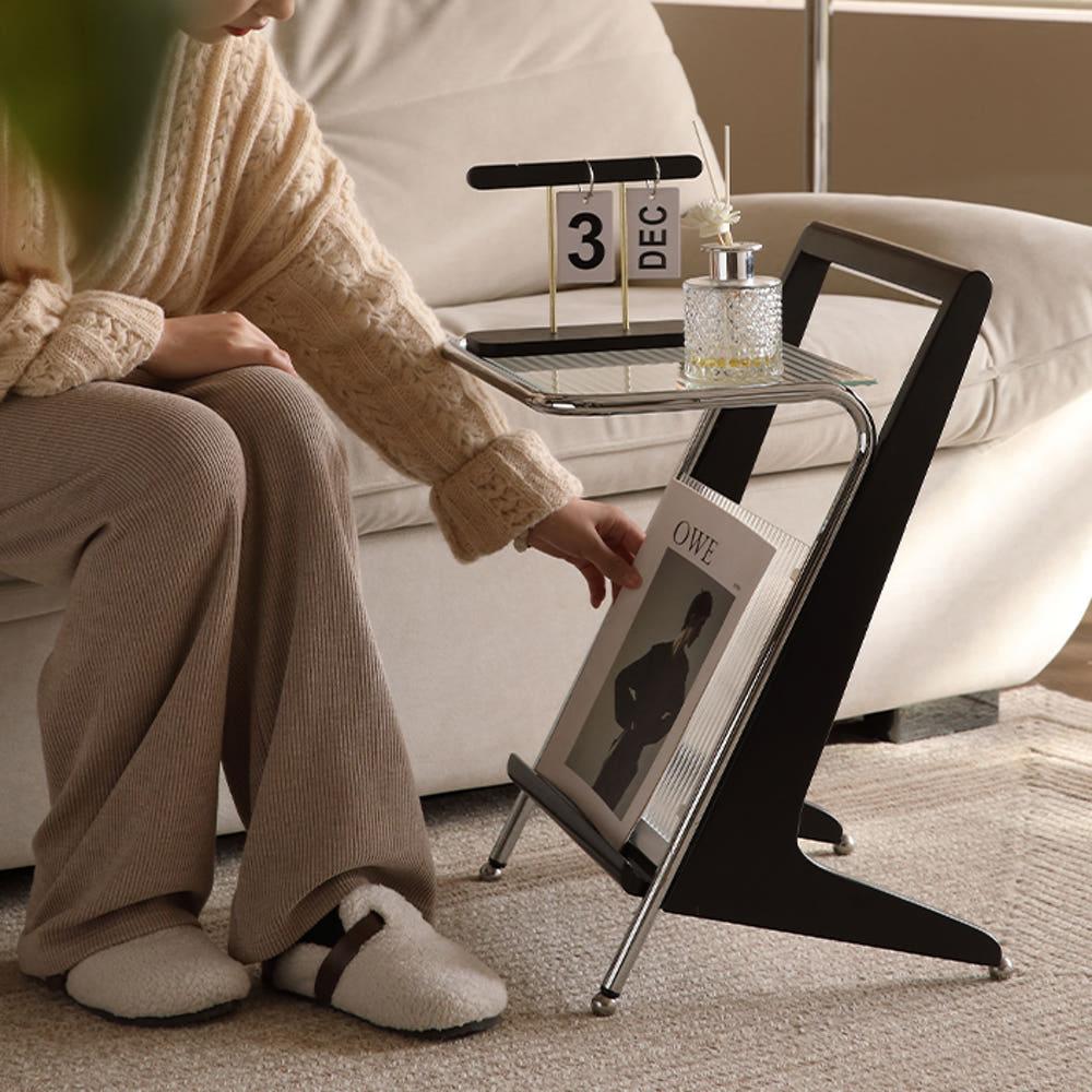 노르딕 킨포크 인테리어 침대 소파 사이드테이블 우드 매거진랙 다용도 테이블 협탁 블랙