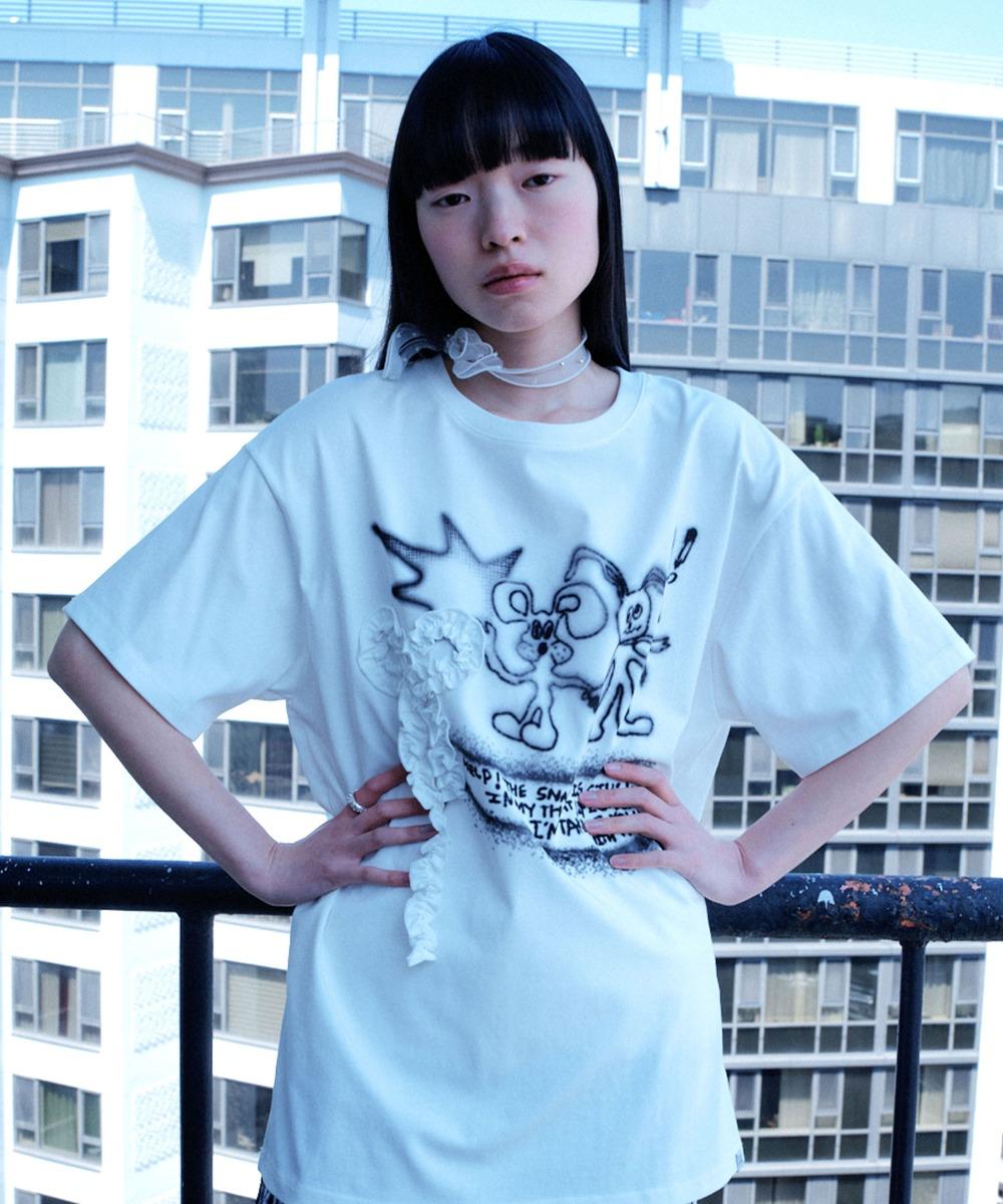 Ruffled Bow Top [White]