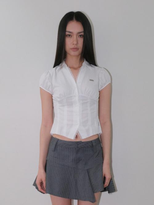 LACE TRIMMING SHIRTS [WHITE]