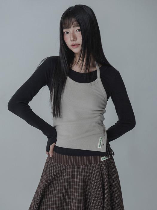 BUTTON HALTERNECK SLEEVELESS_BEIGE