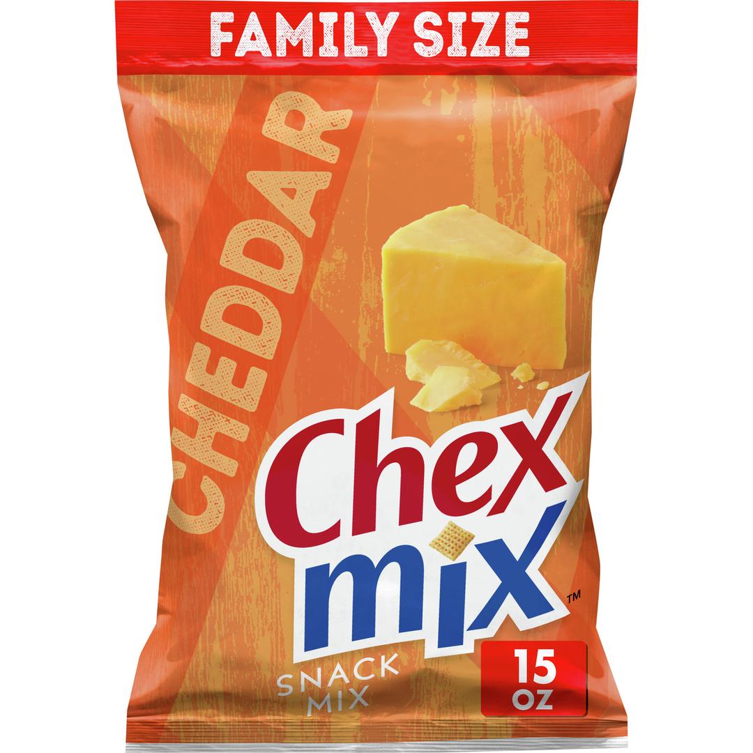 Chex Mix Snack Mix, Cheddar, Savory Snack Bag, Family Size, 15 oz
