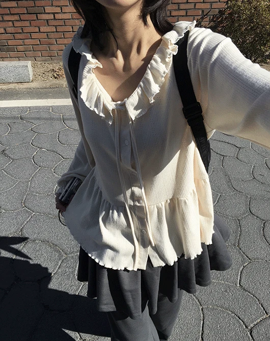 추천! 버터 프릴 셔링 스카시 bl (2color)