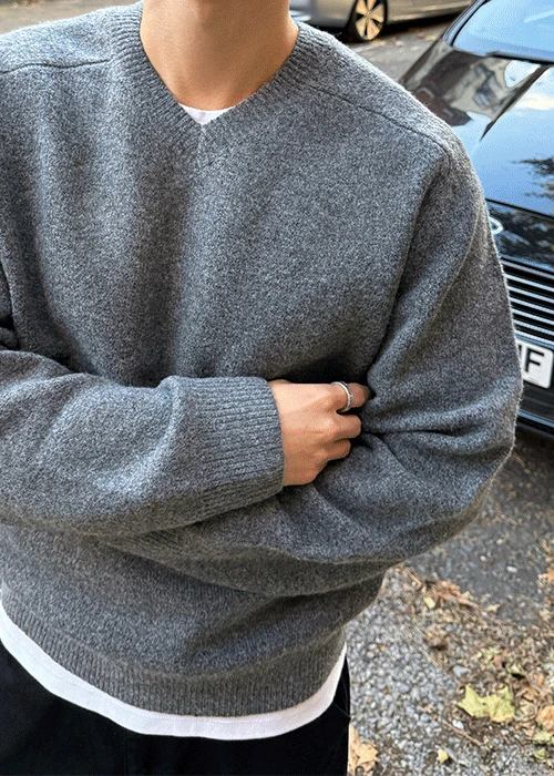 로그 웜 브이넥 세미크롭 니트 7colors