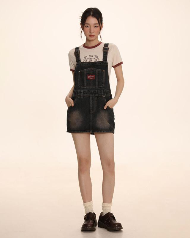 MROMRO 워크 오버롤 미니 스커트 (2 컬러)