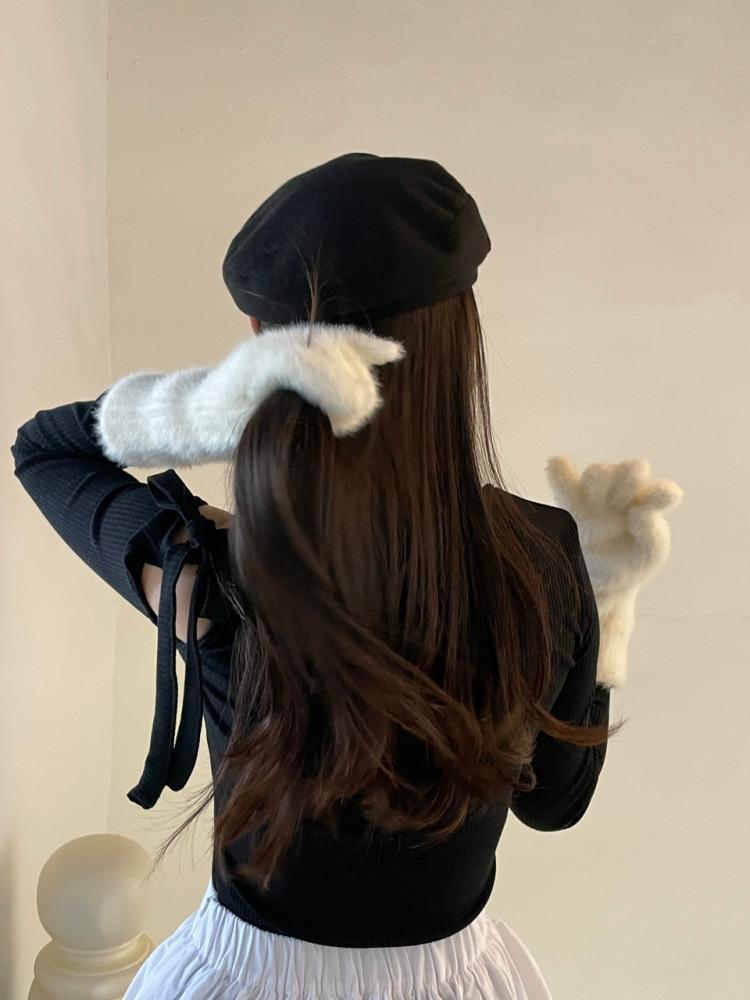 A cuddly rabbit gloves 장갑 (핸드폰 터치 가능, 털 장갑, 패션 장갑)