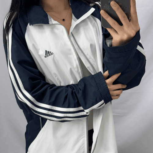 아디다스 화이트 올드스쿨 왕아방 윈드브레이커 자켓 바람막이(100)