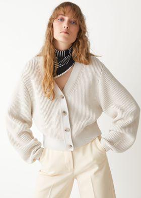 박시 립 니트 가디건