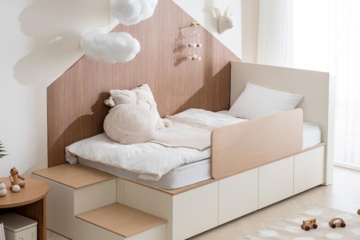 모노 벙커 슬라이딩 빅서랍 침대프레임(안전가드+계단포함)