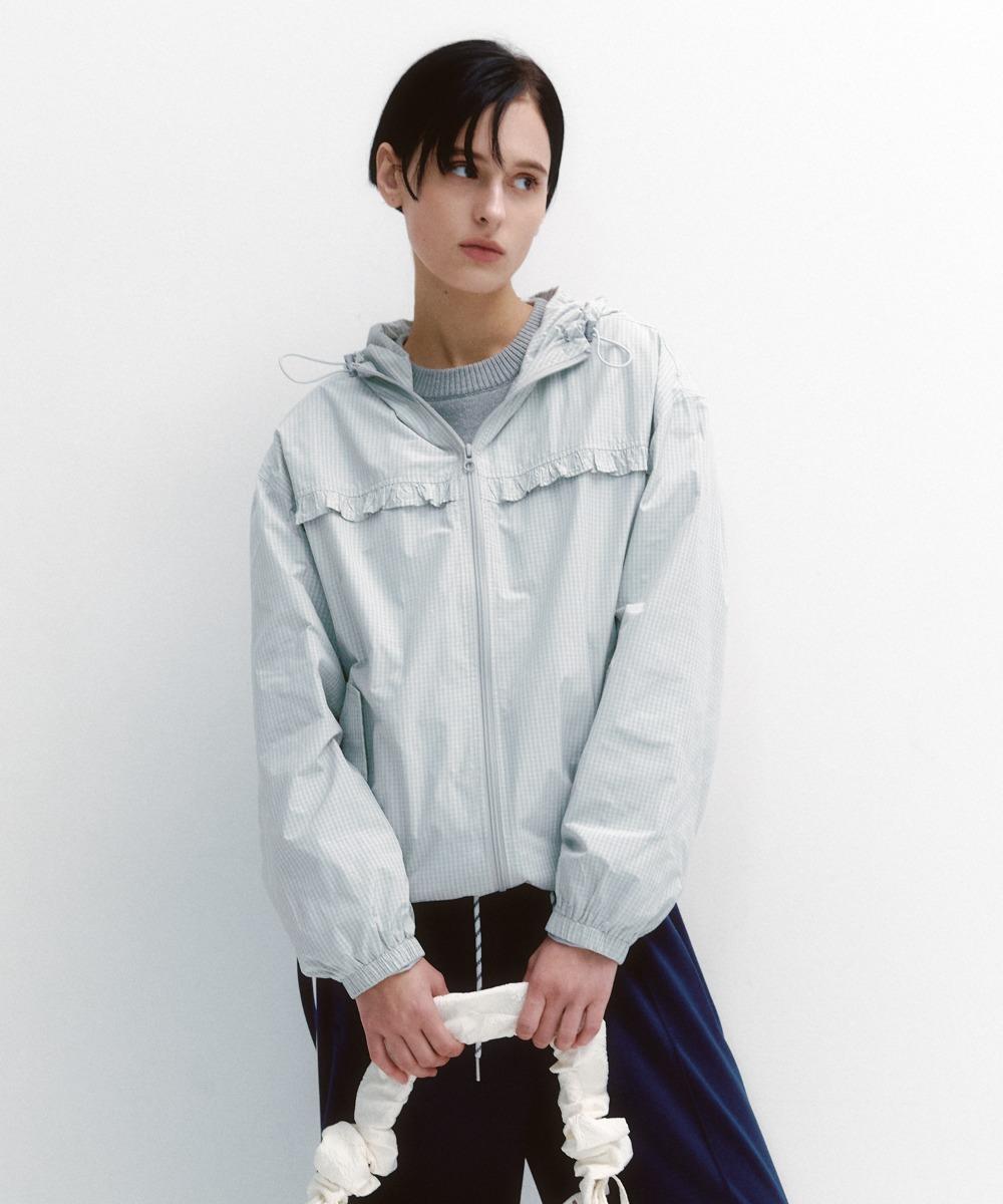 패턴 윈드 브레이커 라이트 그레이