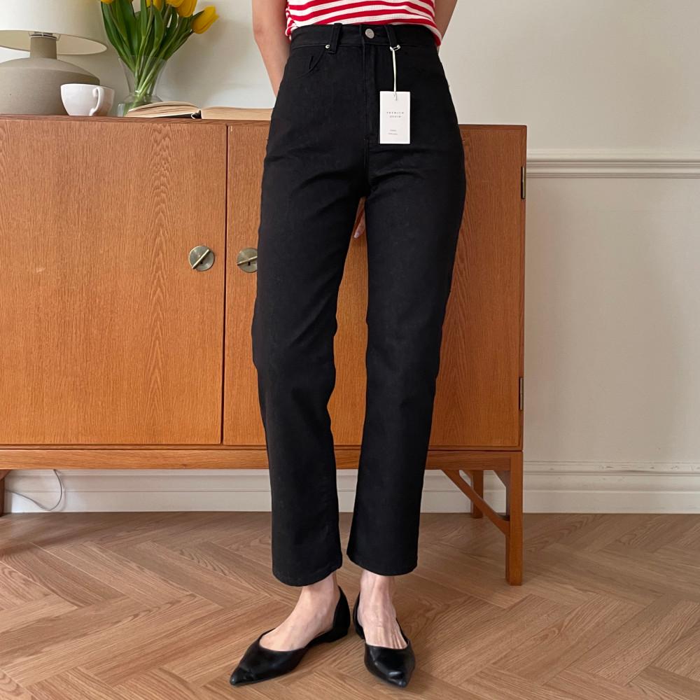 이염없는) 블랙 일자 데님