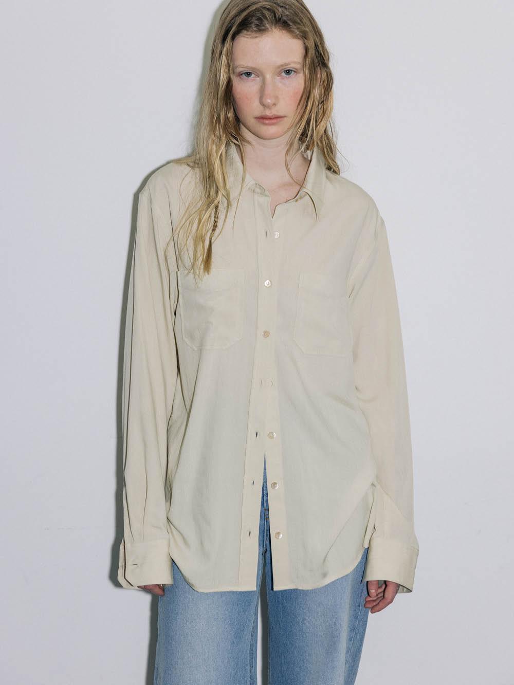 RELAXED TWO-POCKET BLOUSE, BEIGE