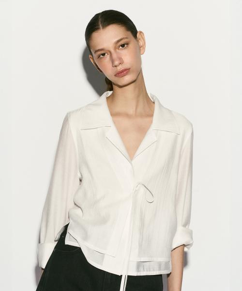 TIE FRONT LAYERED SHIRT