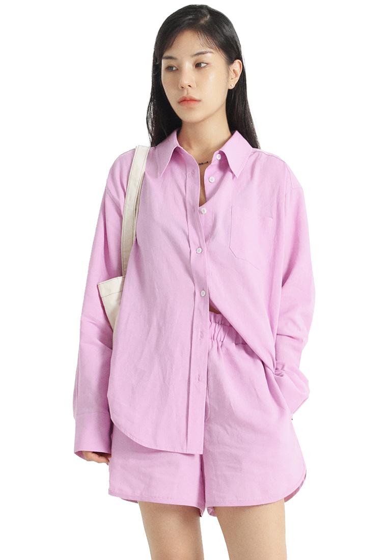 Tencel linen over fit shirt_pink