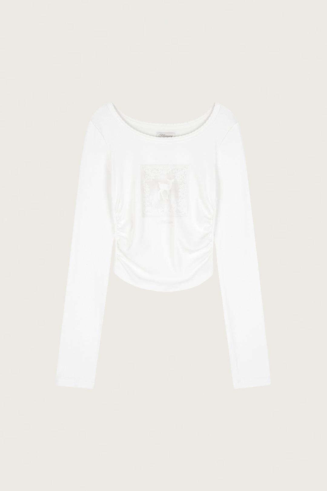 Deer Garden Rib Top, Ivory