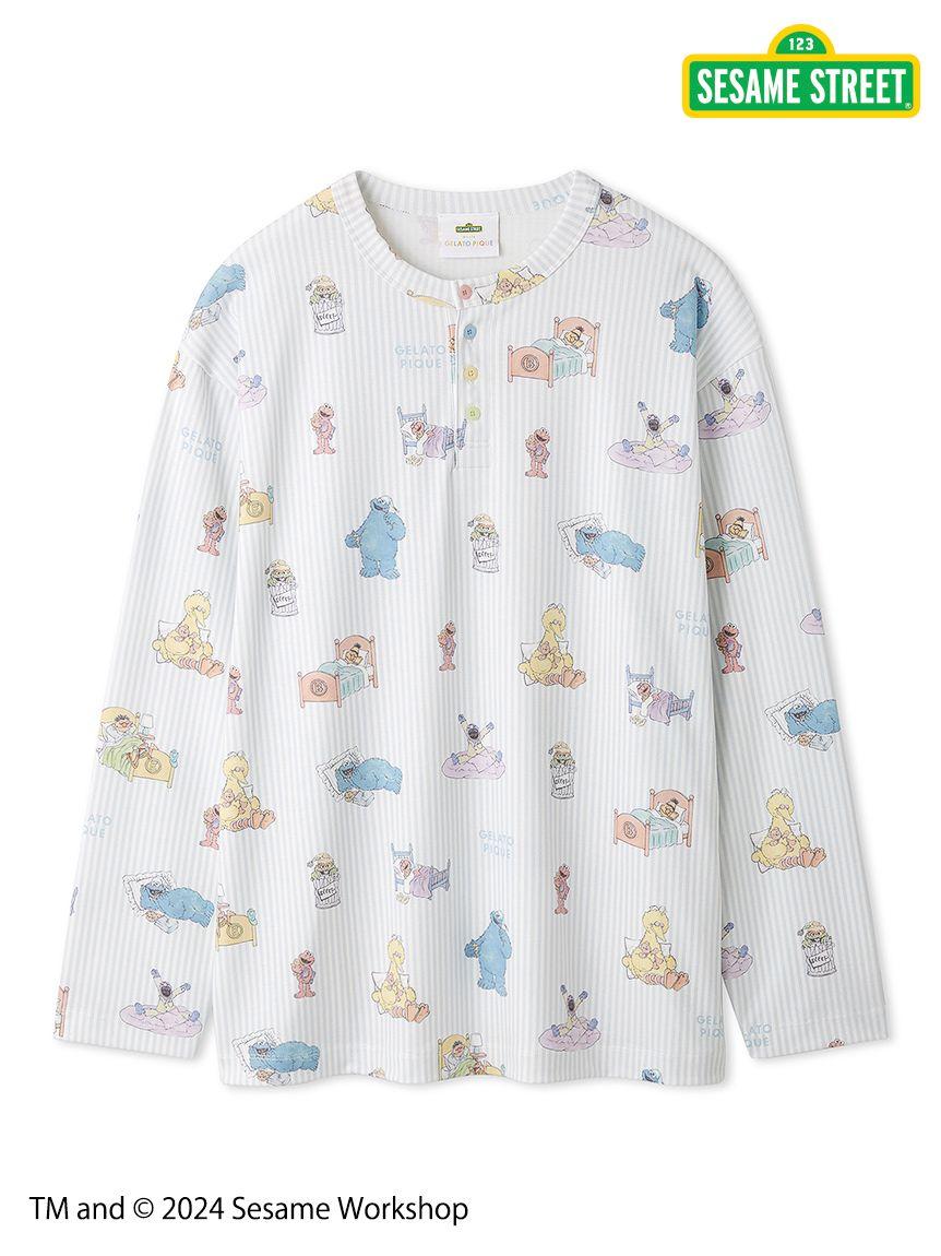 【SESAME STREET】MEN'S All-Over Print Pullover - L / OFF WHITE