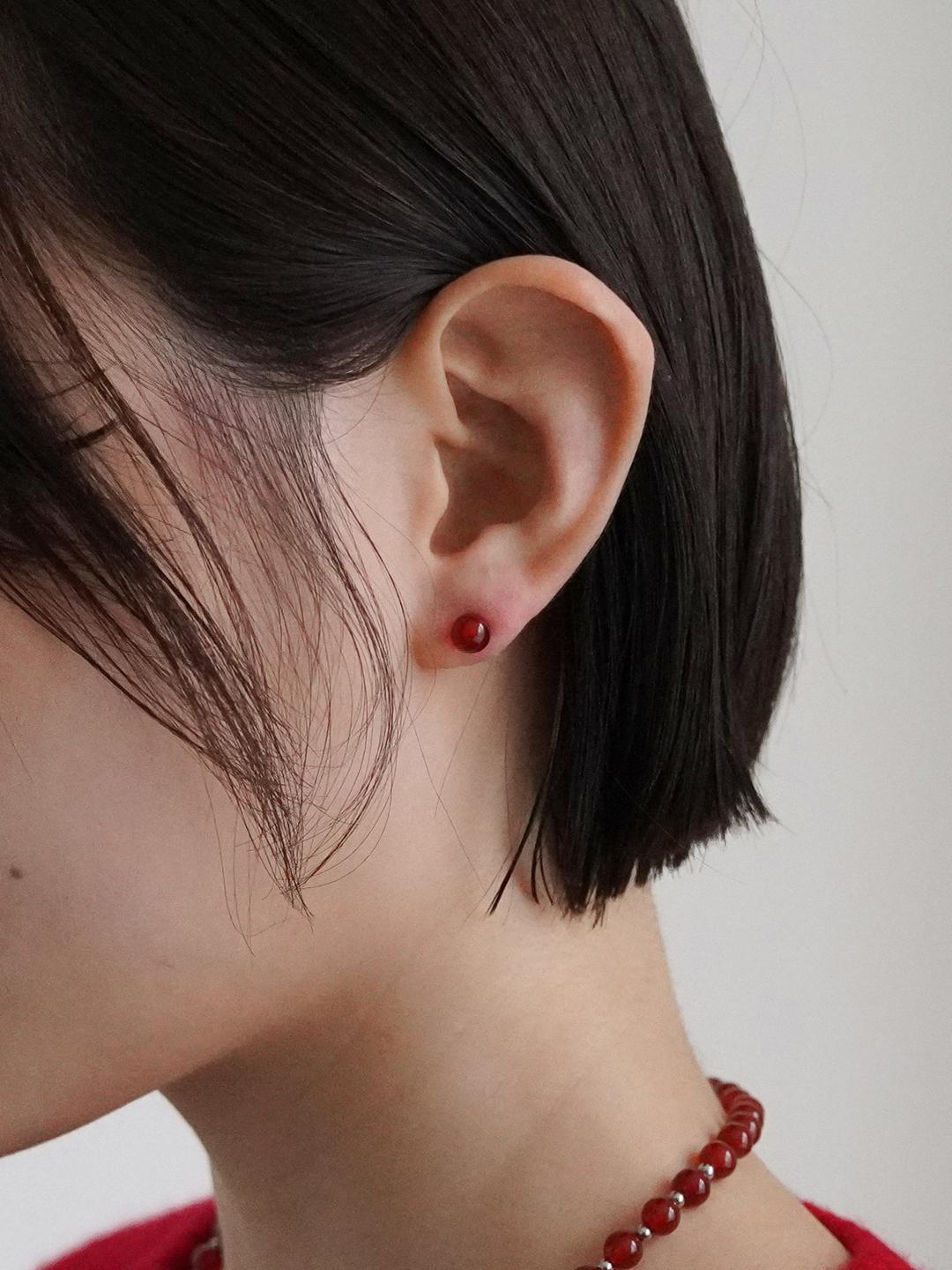 Red berry earrings #E001