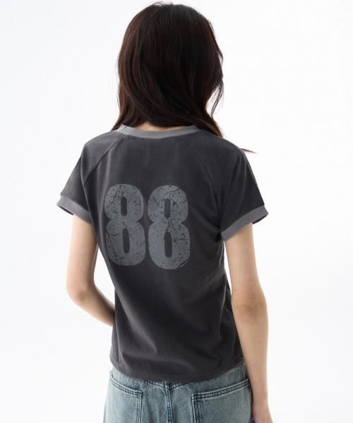 (W) 88 링거 티셔츠-차콜