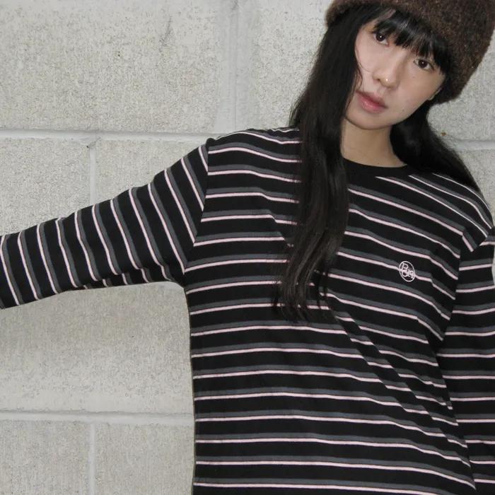 MULTI STRIPE LONG SLEEVE BLACK PINK