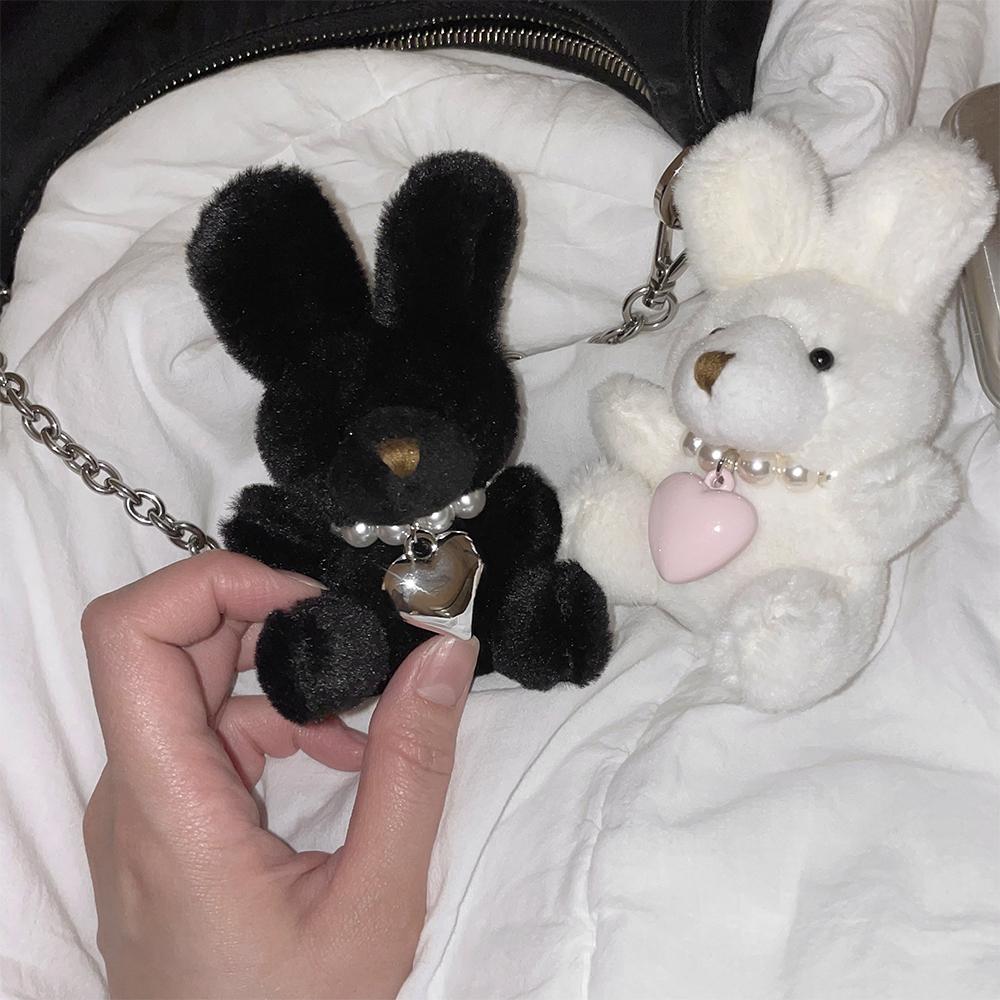 [1+1 할인] 하트💘 비쥬 블랙 버니 토끼 키링 래빗 가방고리 커플 키홀더 인형