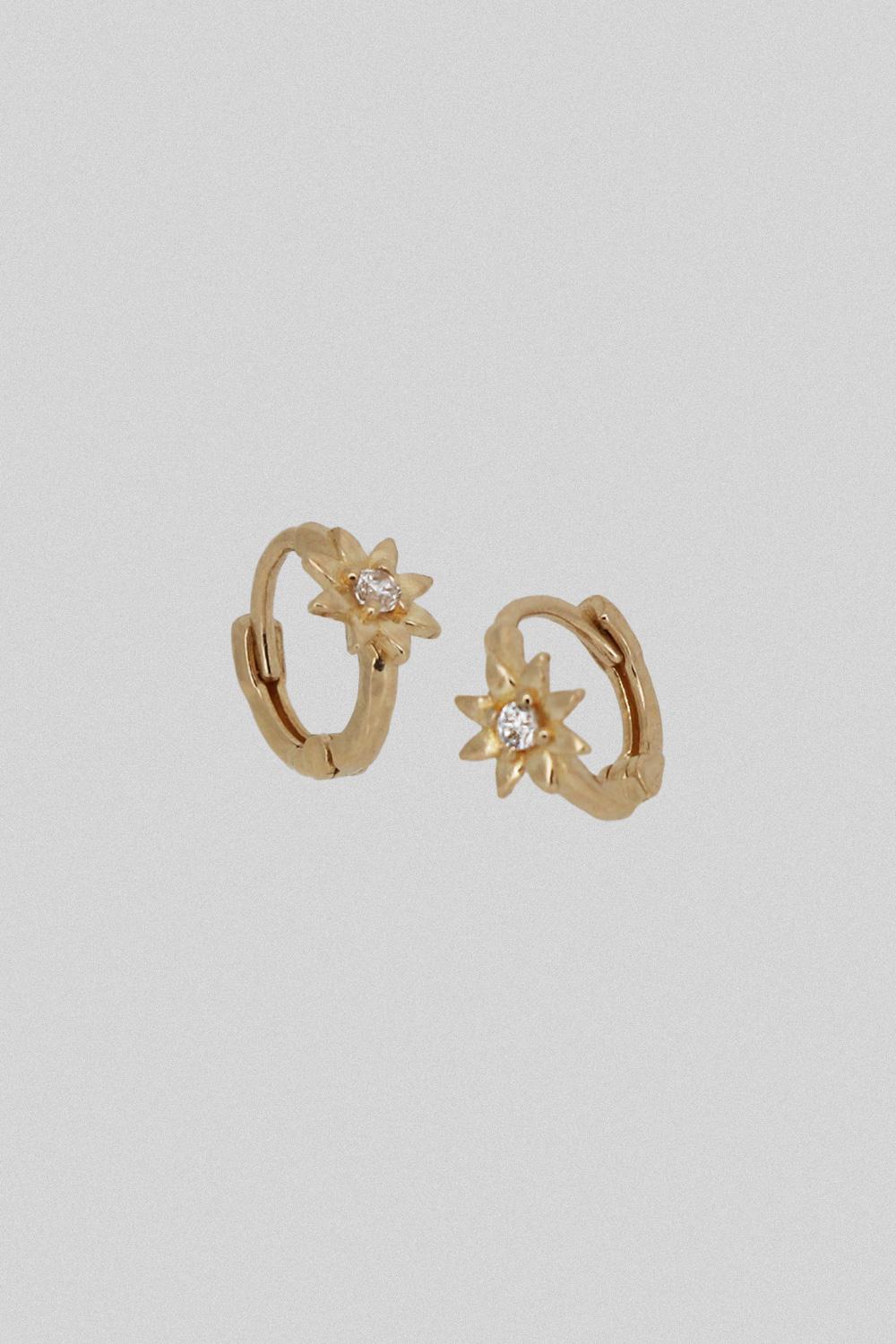 14k mini cubic flora earring