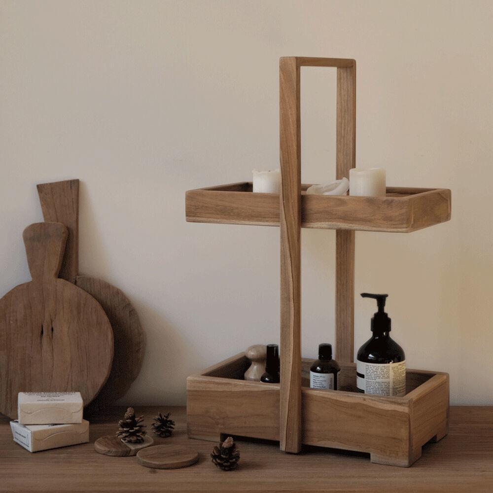 Teak Wooden tray-2tier  티크 우든 트레이 2단