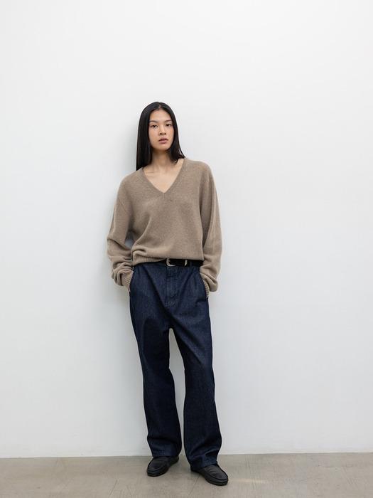 [단독]ALPACA WHOLEGARMENT V-NECK PULLOVER [BEIGE]