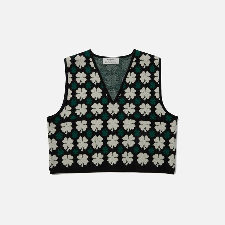 [2차리오더]Lucky Clover Short Knit Vest