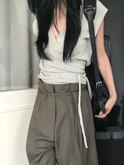 리스 wrap linen top (3color)