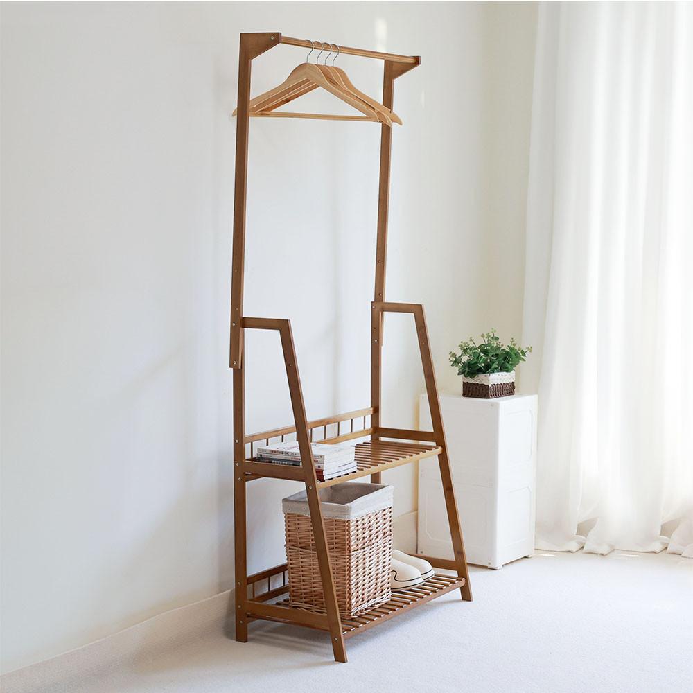 원목행거 선반 이동식 옷걸이 스탠드 행거 인테리어 선반형 행거