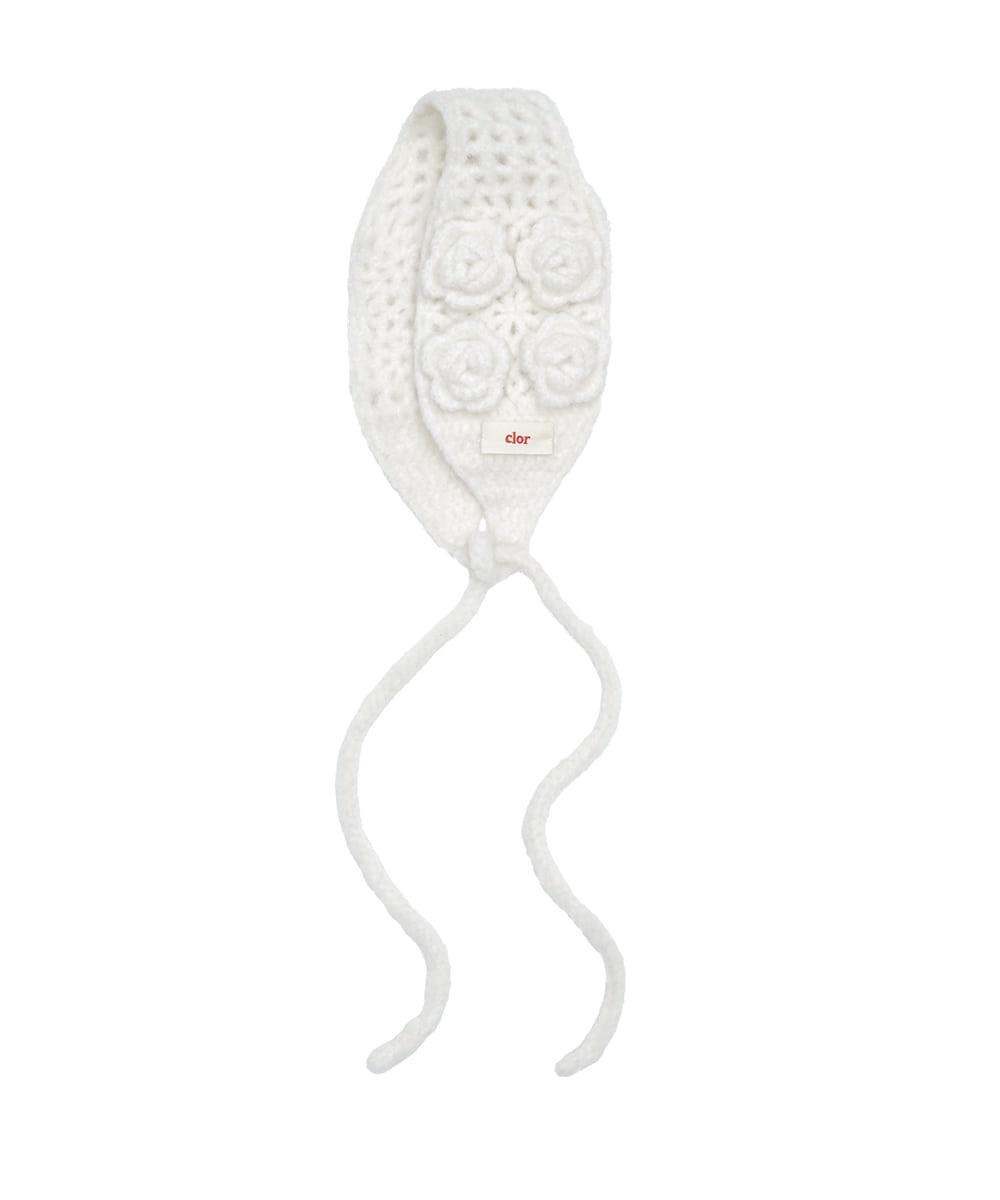 [NEW 10%] HANDMADE FLOWER CROCHET EARMUFF - IVORY