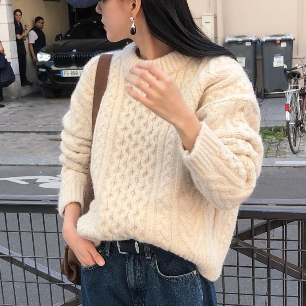 르버터 벨린 알파카 니트 2410  겨울 케이블 꽈배기