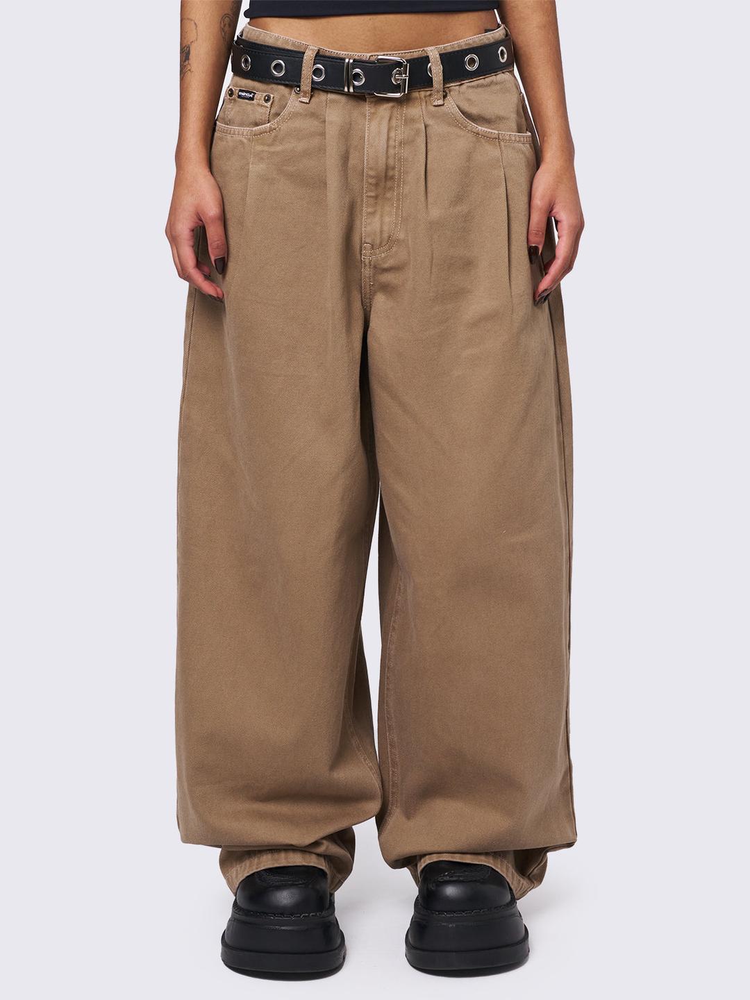 Ollie Beige Baggy Pants - 24" / Beige
