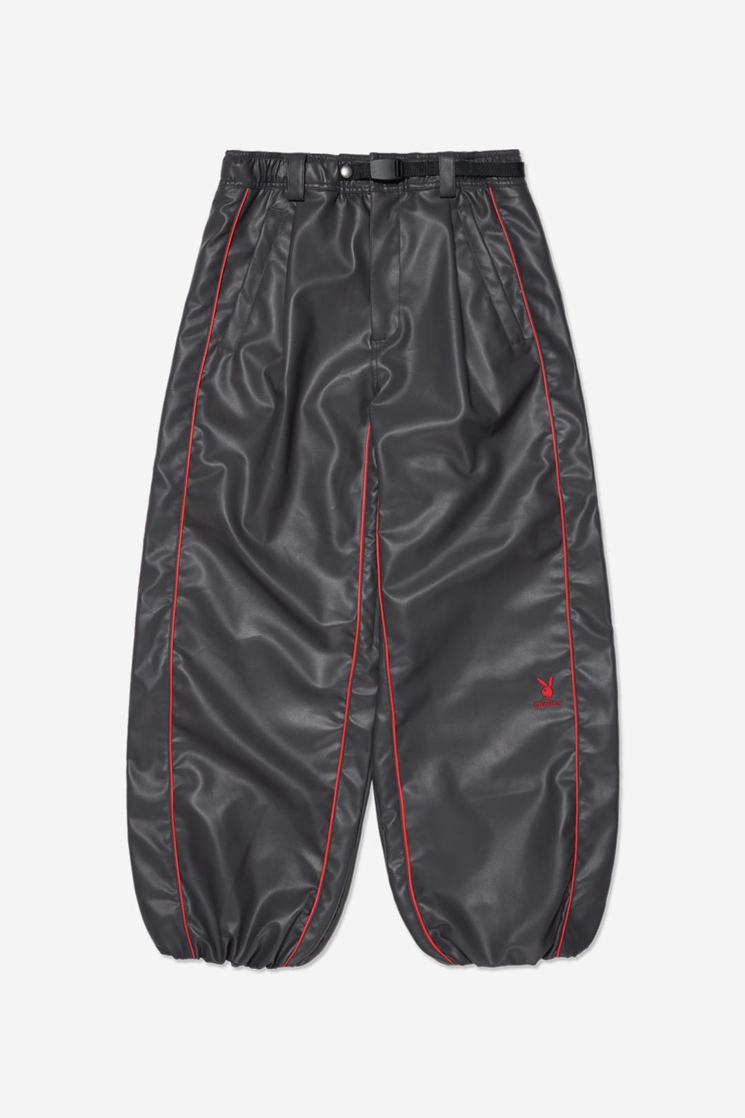 [PLAYBOY x DIMITO] PIPING BANDED FAUX LEATHER PANTS (WIDE FIT LV.2) CEMENT GREY