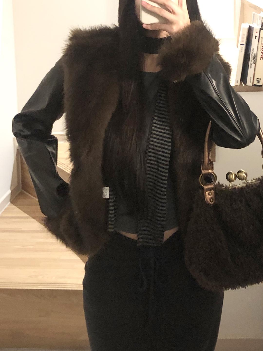 Fur Trimming Leather Jacket (1color)
