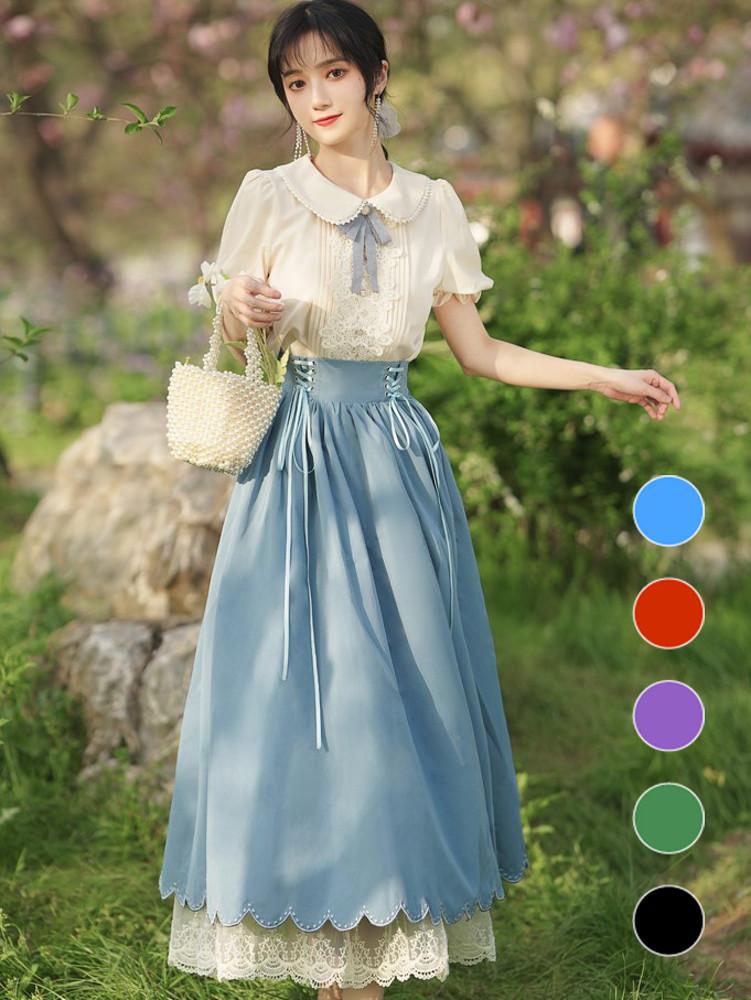 여름 개화기 의상 졸업사진 컨셉 원피스 경성 코스프레 레트로 복고풍 브로치 레이스 리본