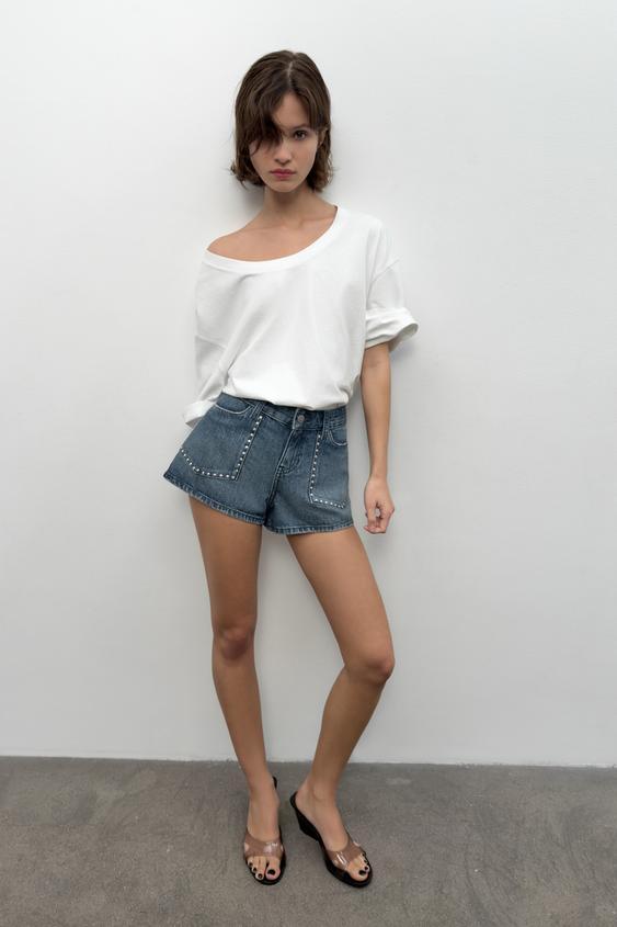 스터드 TRF 데님 쇼츠