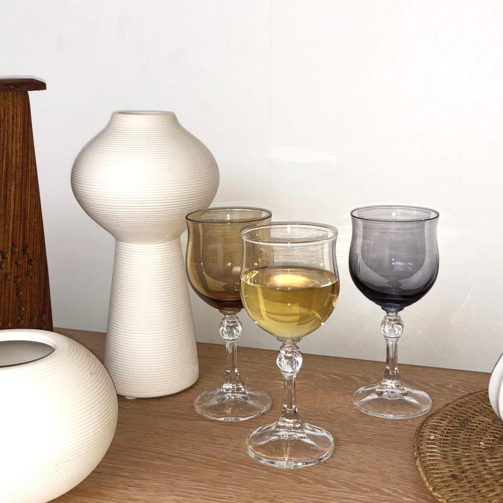 튤립 라인 컬러 미니 와인잔 세트 1잔+1잔 고블렛 유리잔