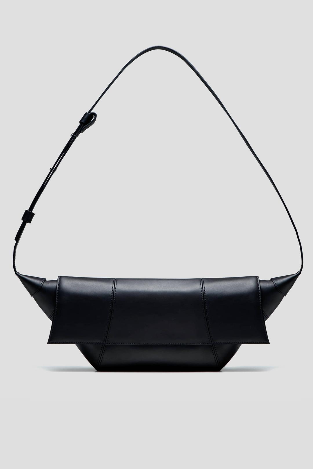 LARGE PALACE LEATHER HOBO BAG - BLACK