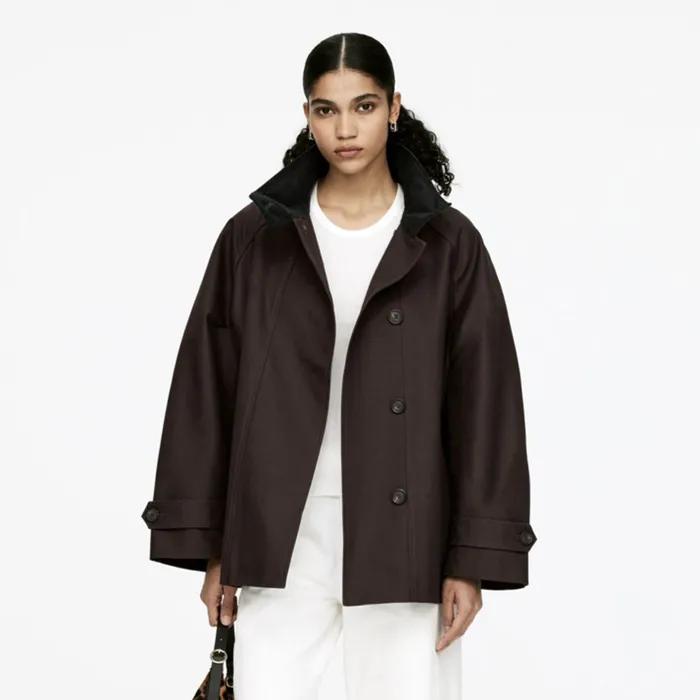 (W) 라인 코튼 재킷 (1299864-002) (Brown Dark)