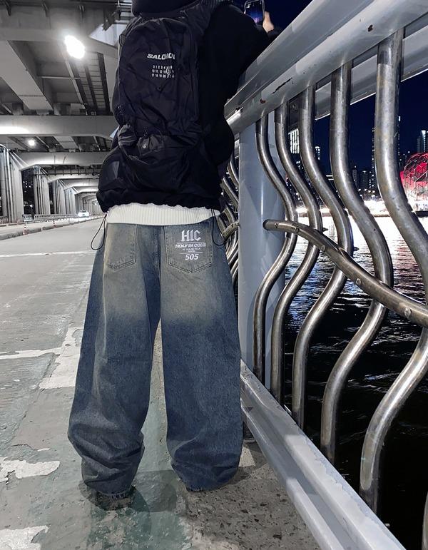 No.02 자체제작 [HIC made] logo washing denim PT