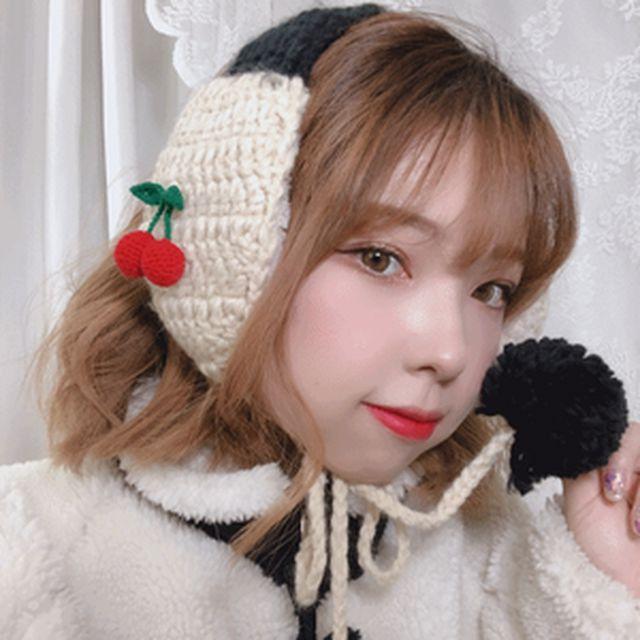 핸드메이드 투톤 귀도리 블랙